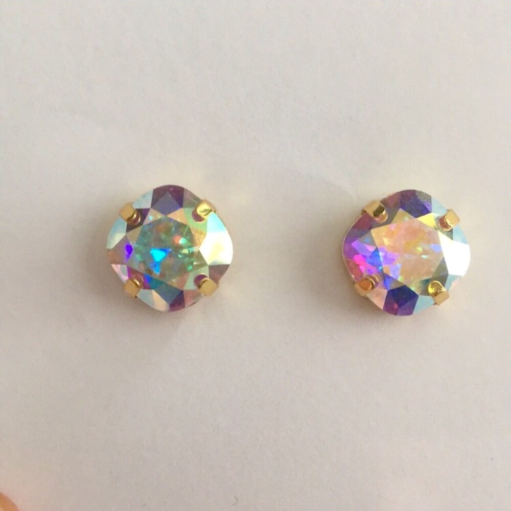 Aurora Borealis Crystal Earrings - Picture 3 of 6
